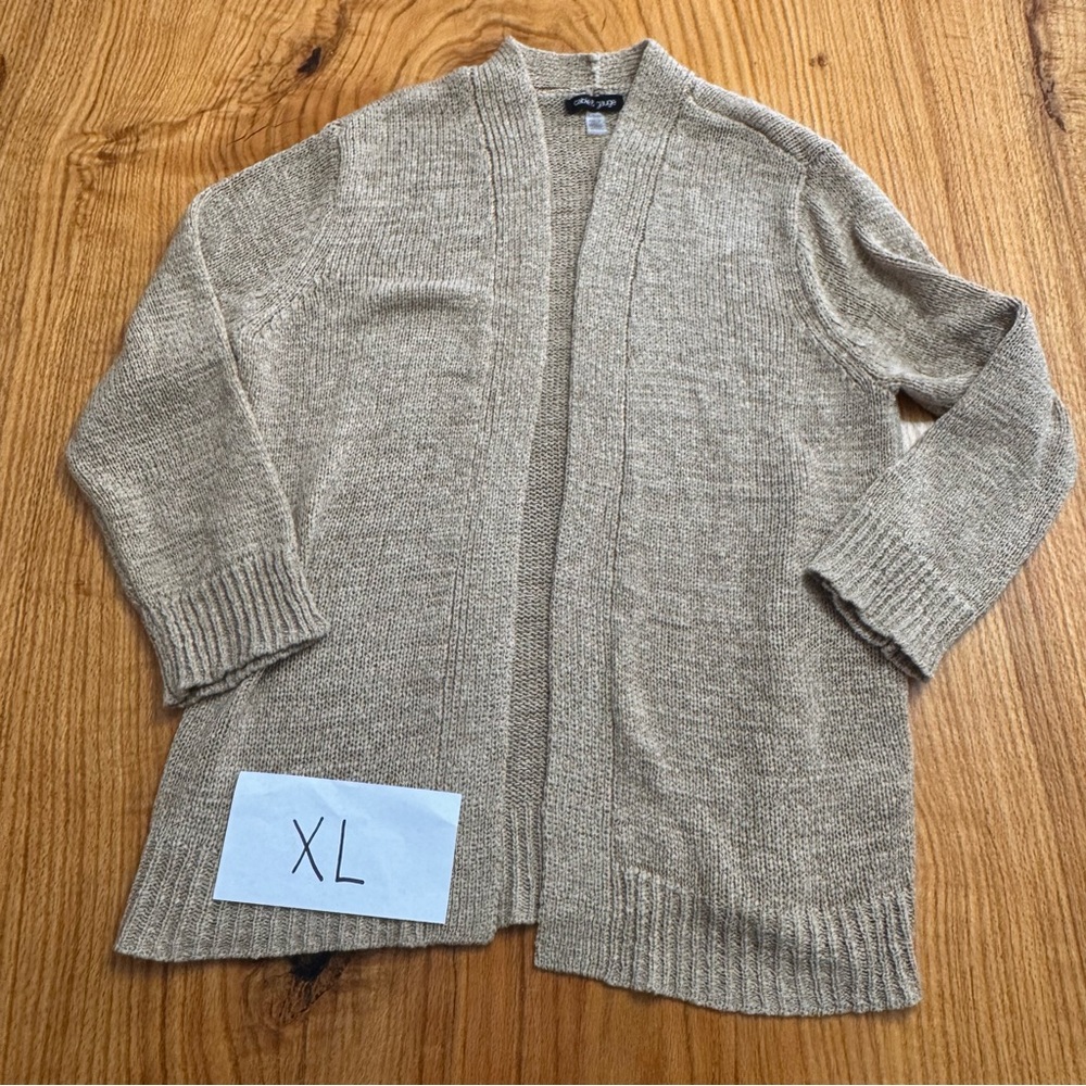 Tan Open Front Cardigan XL